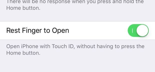 iPhone Home button rest finger to unlock
