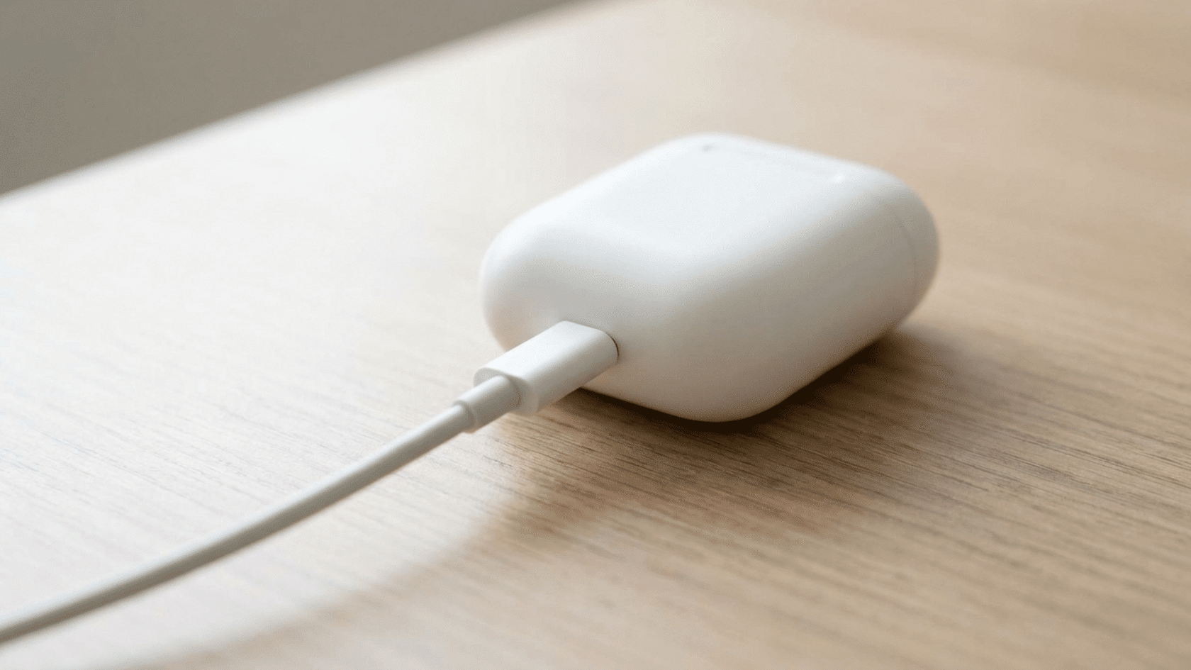 Plugging in the cable, a key part of how to update airpod firmware correctly