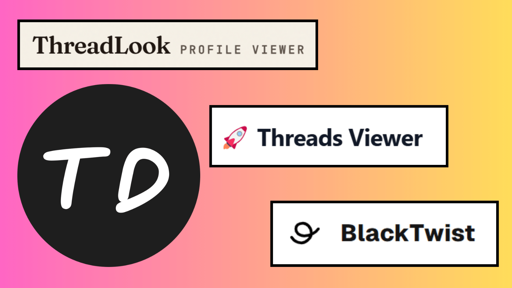 Anonymous Threads Viewer interface showing profile viewer tools, Threads Viewer, and BlackTwist options.