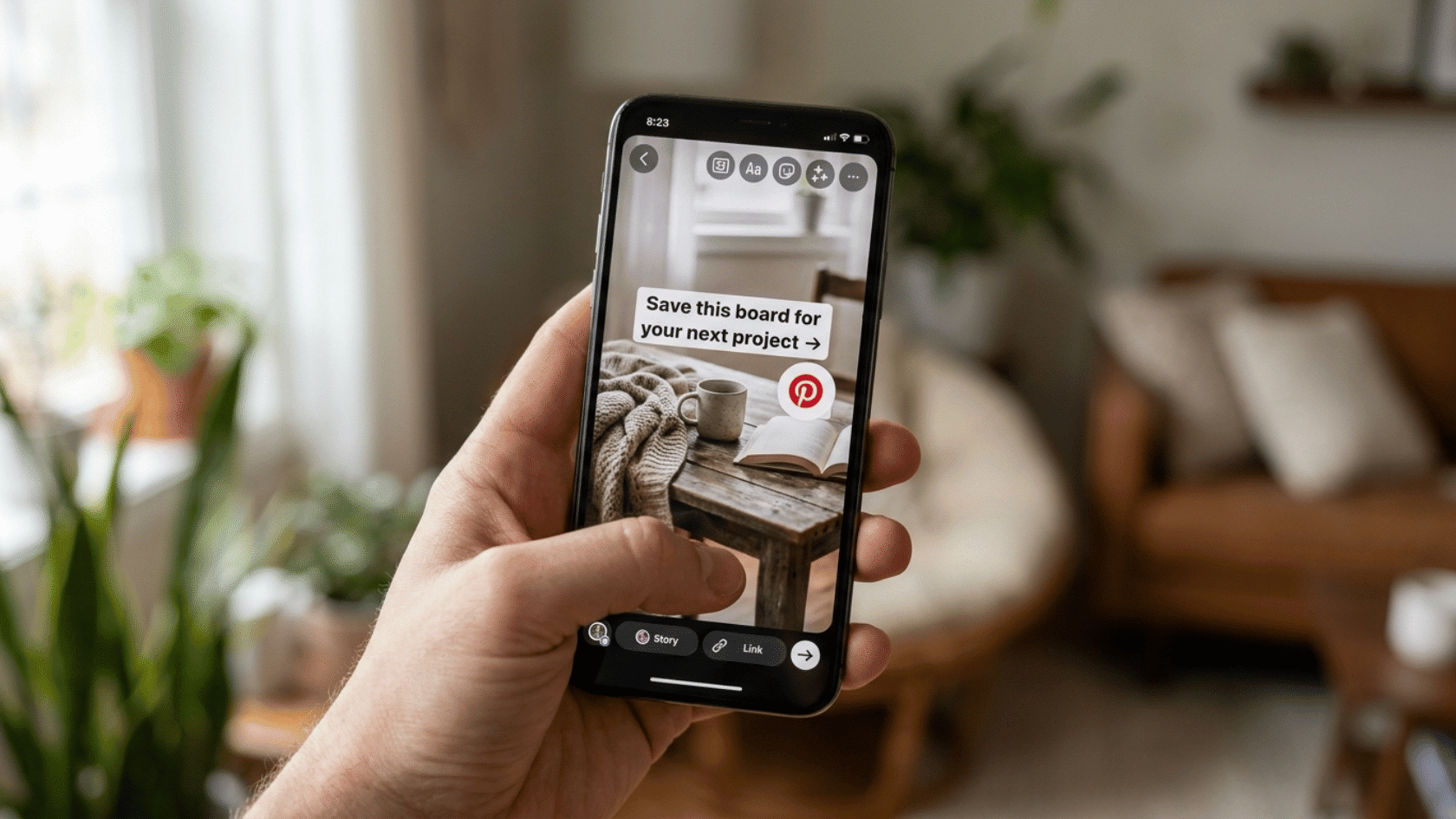 Instagram Story CTA linking to a Pinterest board, a simple way to increase followers on Pinterest