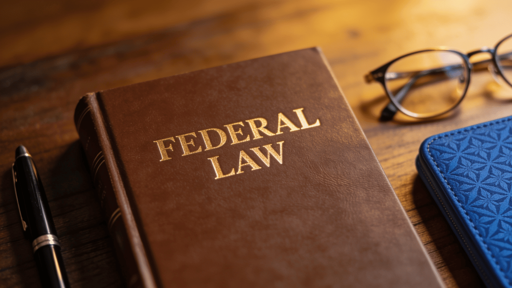 Federal law book representing legal protections, regulations, and laws related to doxxing and online privacy.