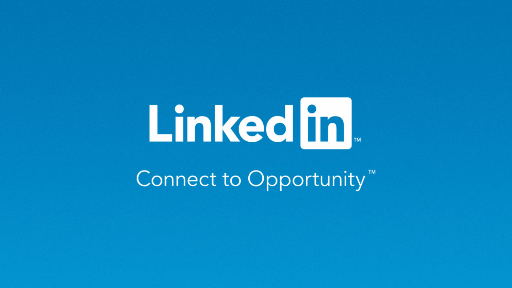 LinkedIn logo with 'Connect to Opportunity' tagline on blue gradient blue background
