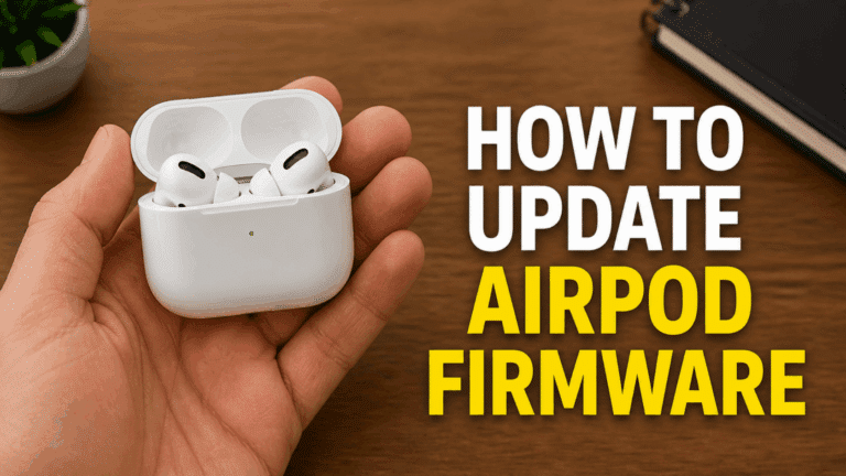 Hand holding open AirPods case, showing how to update airpod firmware.