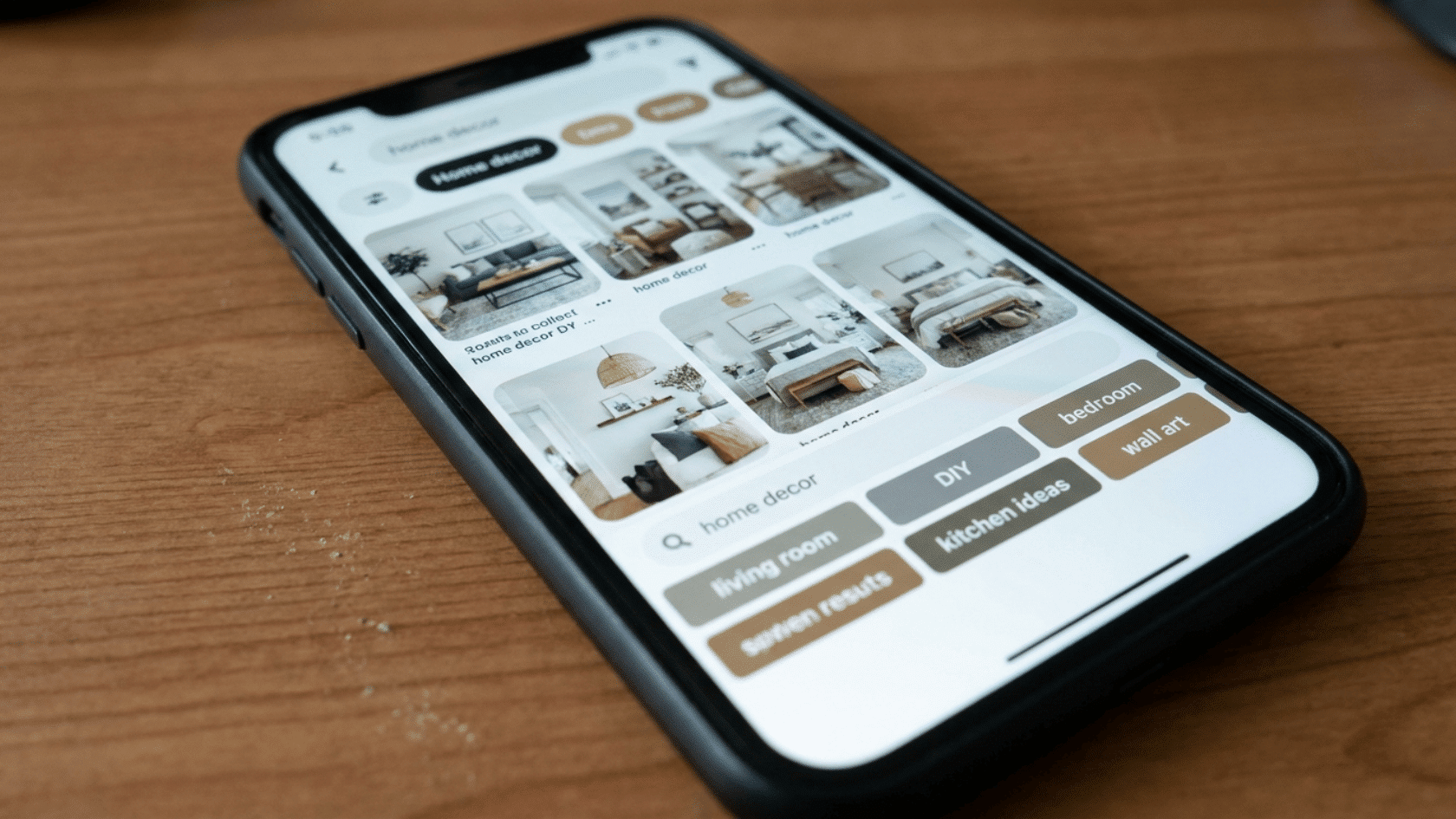 Pinterest search results with related keyword tags for home decor, useful for how to increase followers on Pinterest