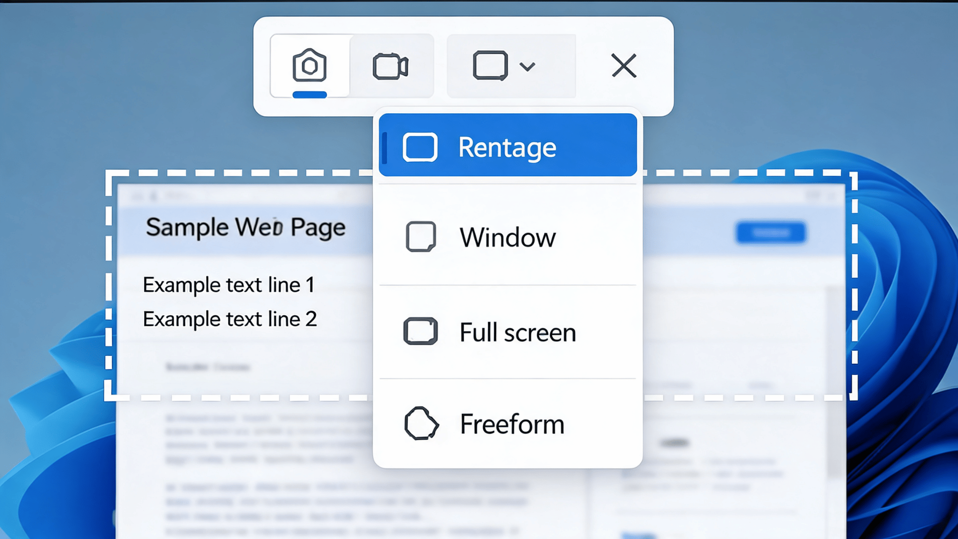 Snipping Tool selecting a rectangular area on a computer screen for a screenshot