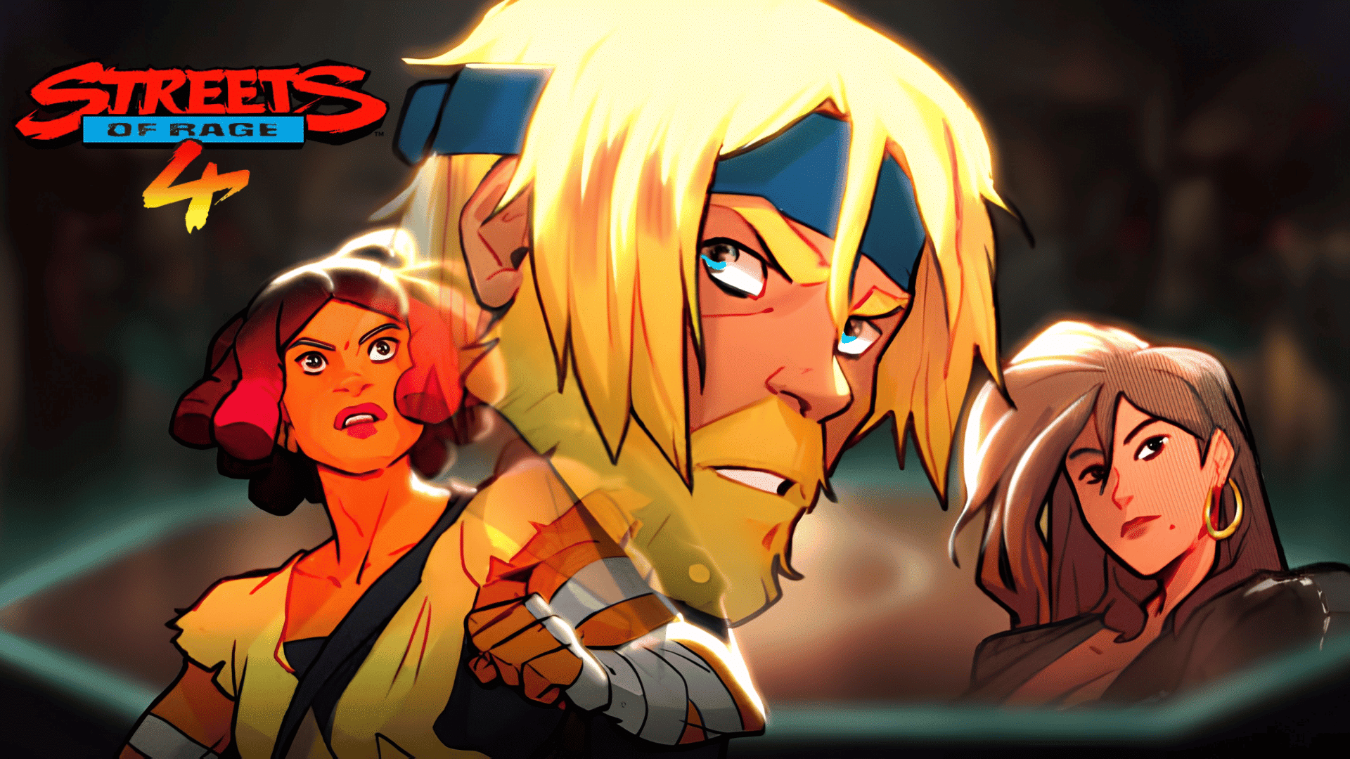 Streets of Rage 4 game artwork featuring animated fighting characters and the game logo.