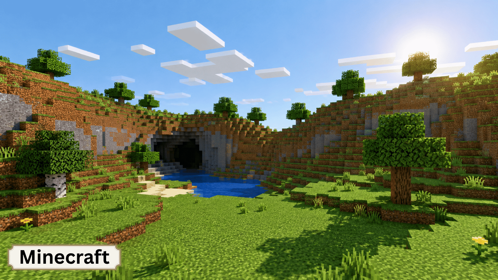 Early block-based game prototype on a computer, showing one of the notable video game facts about Minecraft.