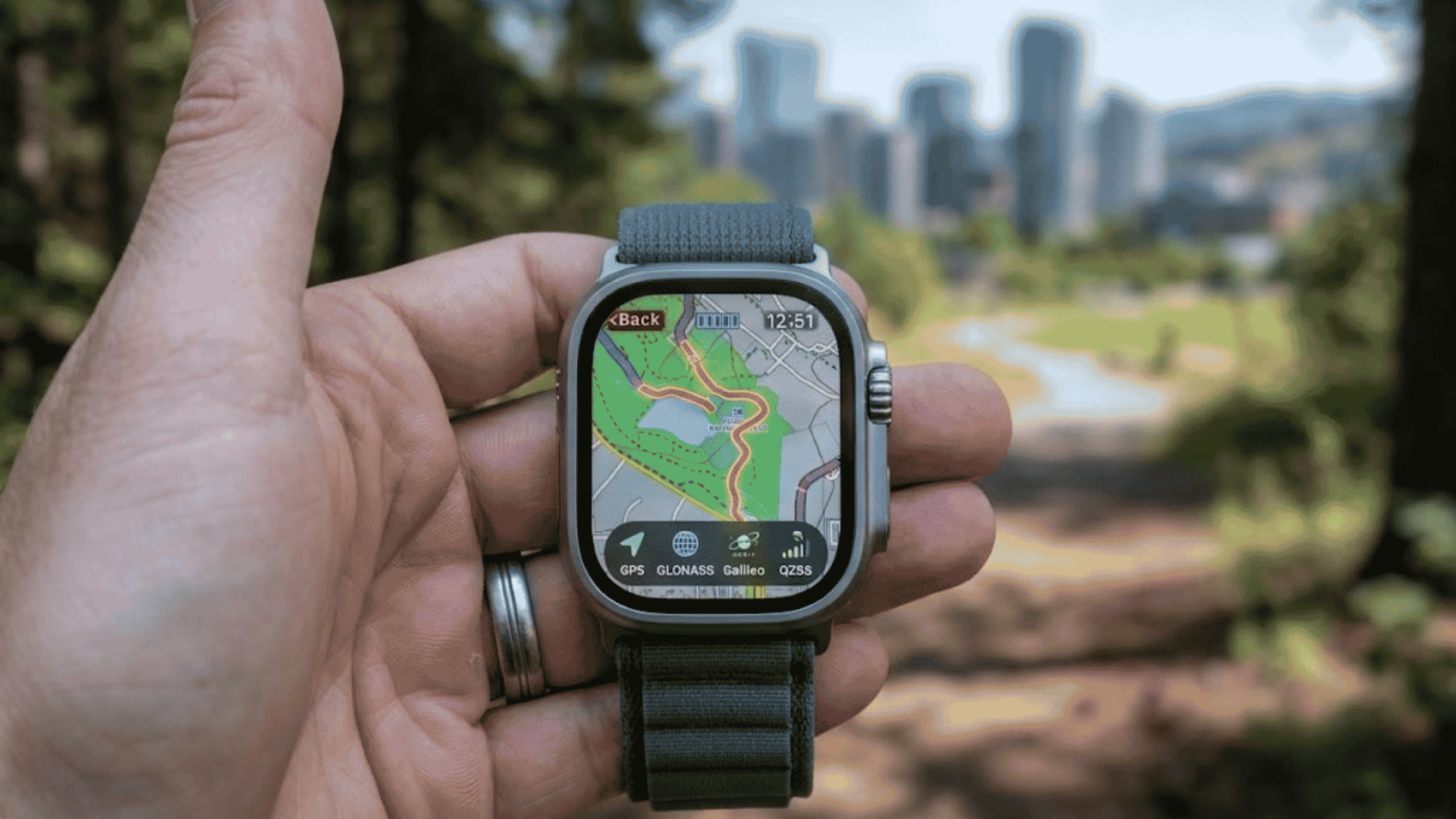 Apple Watch GPS tracking with satellite signals, route mapping, and outdoor workout accuracy features.