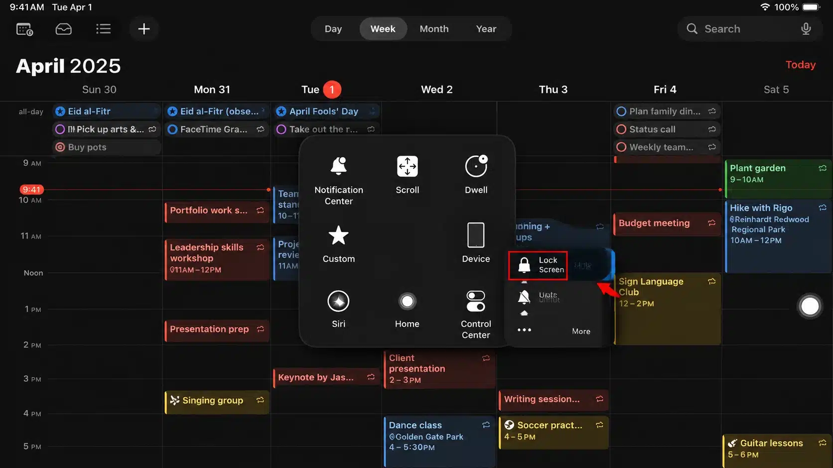 ipad assistivetouch menu showing mute option for controlling device sounds