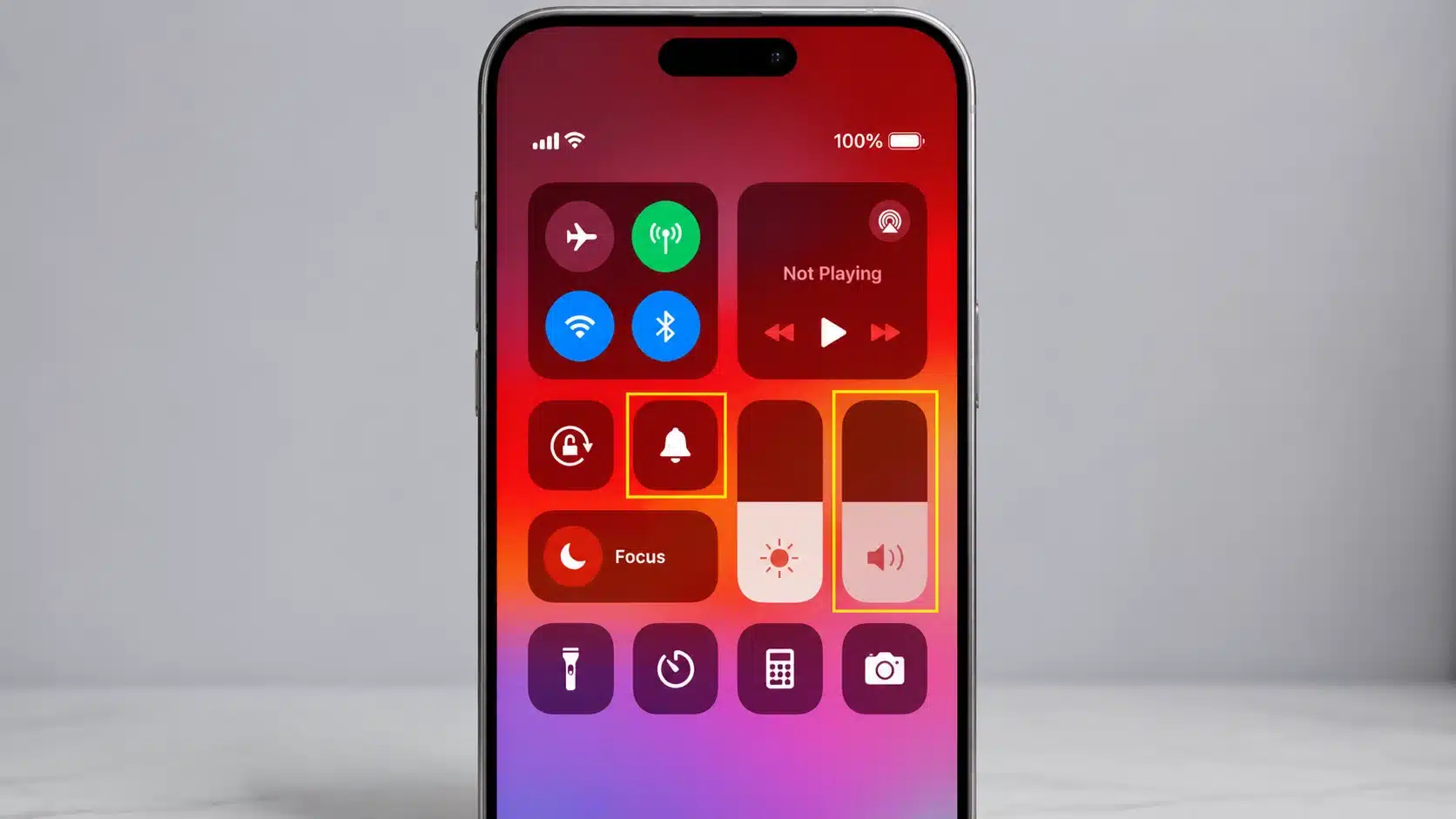 ipad control center showing silent mode bell icon to turn off ringer and alerts