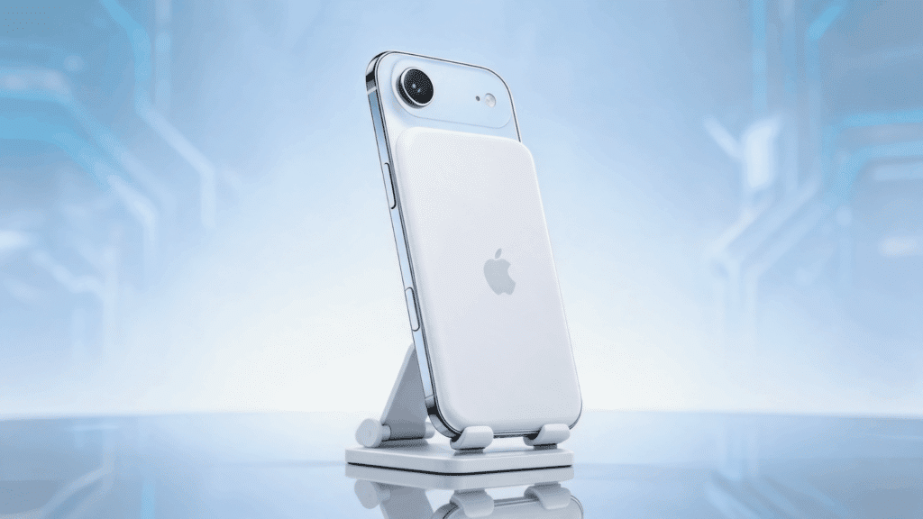 Slim premium smartphone displayed in modern tech-inspired setup, iphone air review