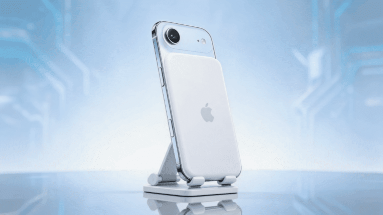 Slim premium smartphone displayed in modern tech-inspired setup, iphone air review