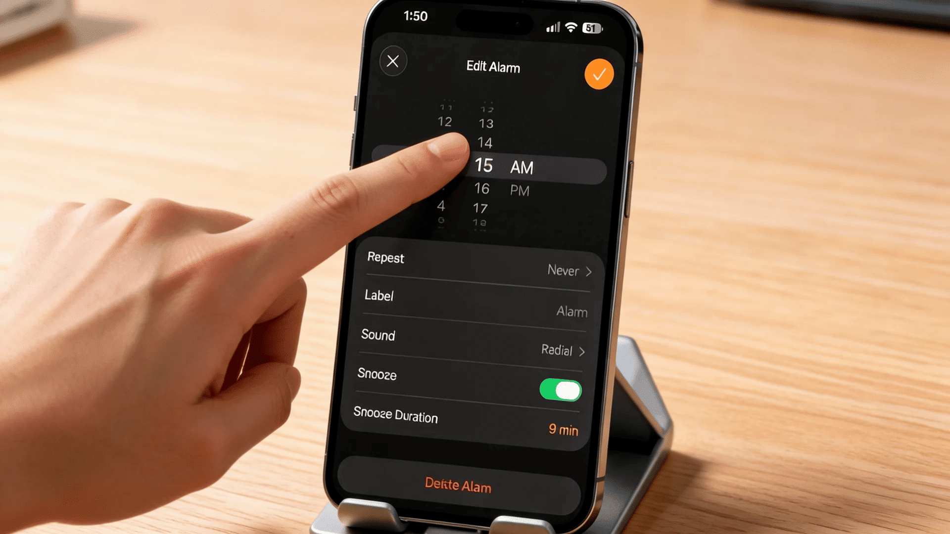 how to change alarm sound on iphone with iPhone Edit Alarm screen showing Sound option