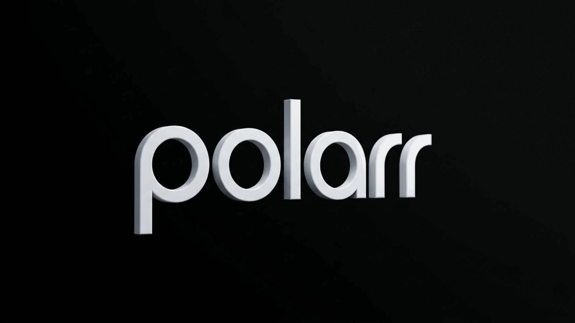 Polarr logo with white text on a dark black background.