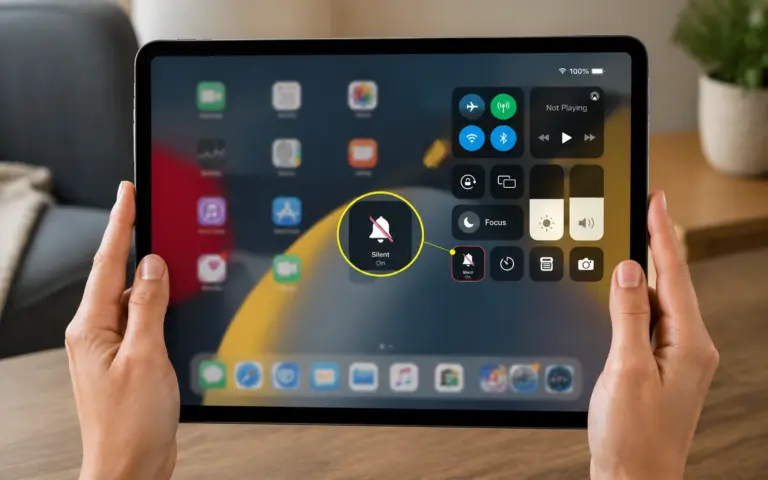 How to turn off ringer on ipad control center showing silent mode option for muting calls and alerts