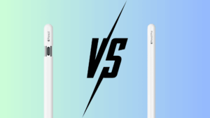 Apple Pencil USB-C and Apple Pencil Pro comparison graphic showing both stylus designs side by side.