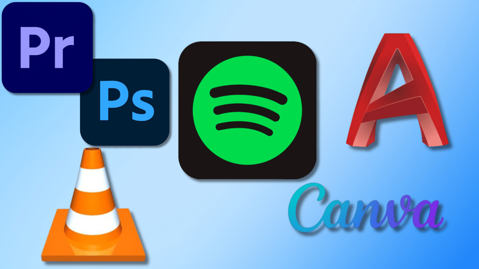 Design and multimedia software tools featuring photo editing, video editing, audio, and graphics apps.