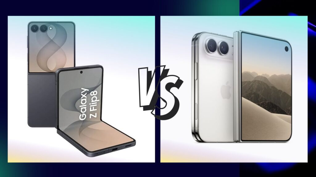 samsung fold vs iphone duo showing two foldable phones side by side with inner displays and camera designs