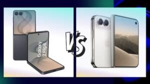 samsung fold vs iphone duo showing two foldable phones side by side with inner displays and camera designs